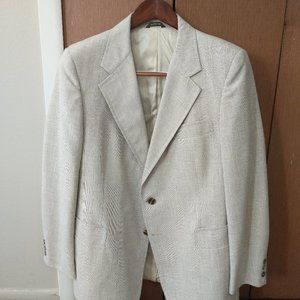 Vintage Puccinni 40R White Checked Sport Coat w/ Matching Vest